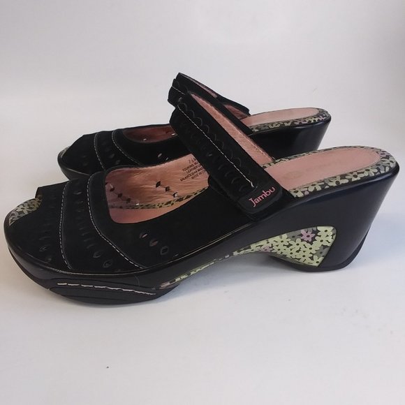 Jambu Touring Peep Toe Wedge Slip On Clogs Mules - Picture 15 of 15